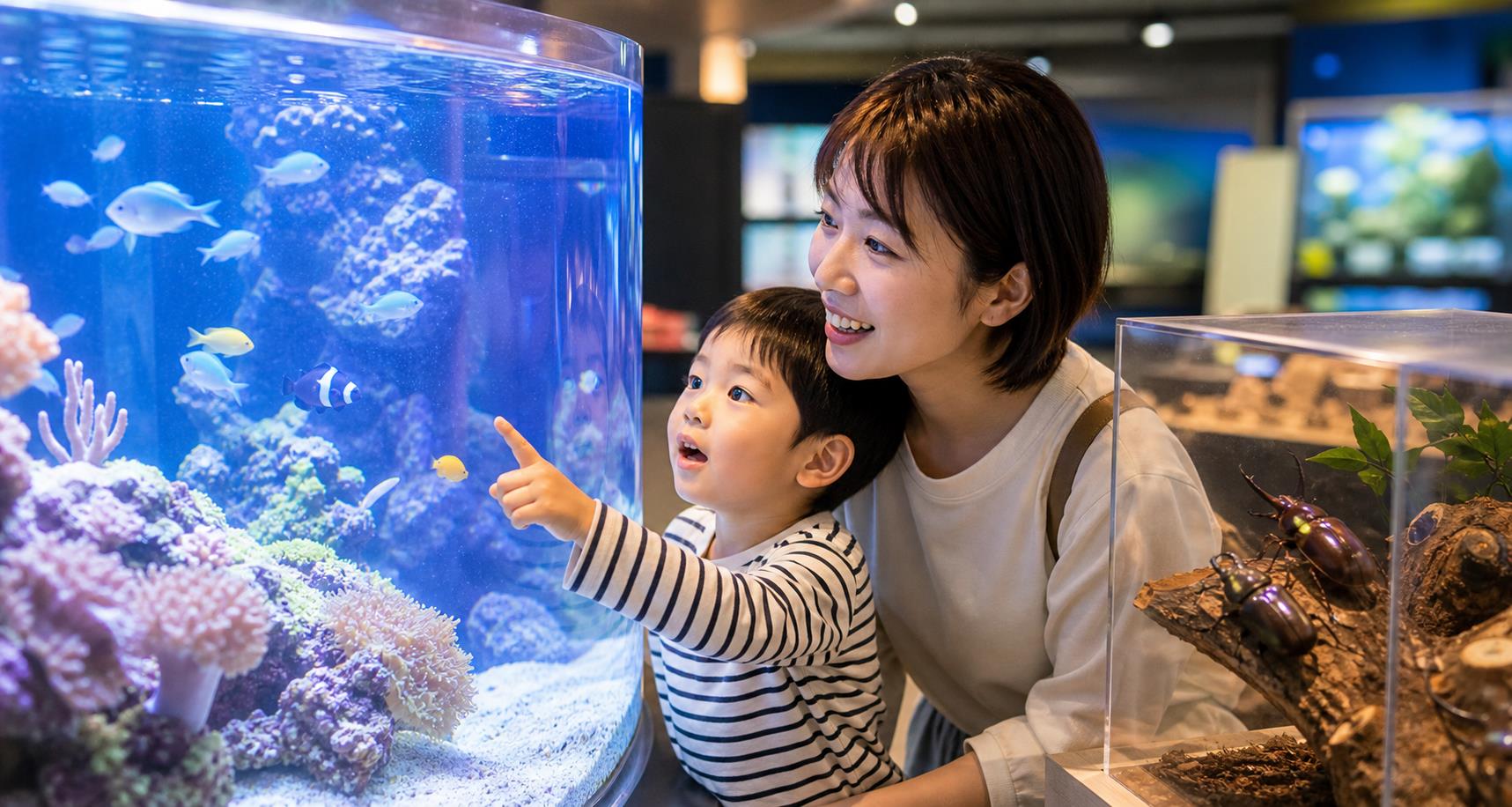 生き物を観察して自由研究をする子供のイメージ