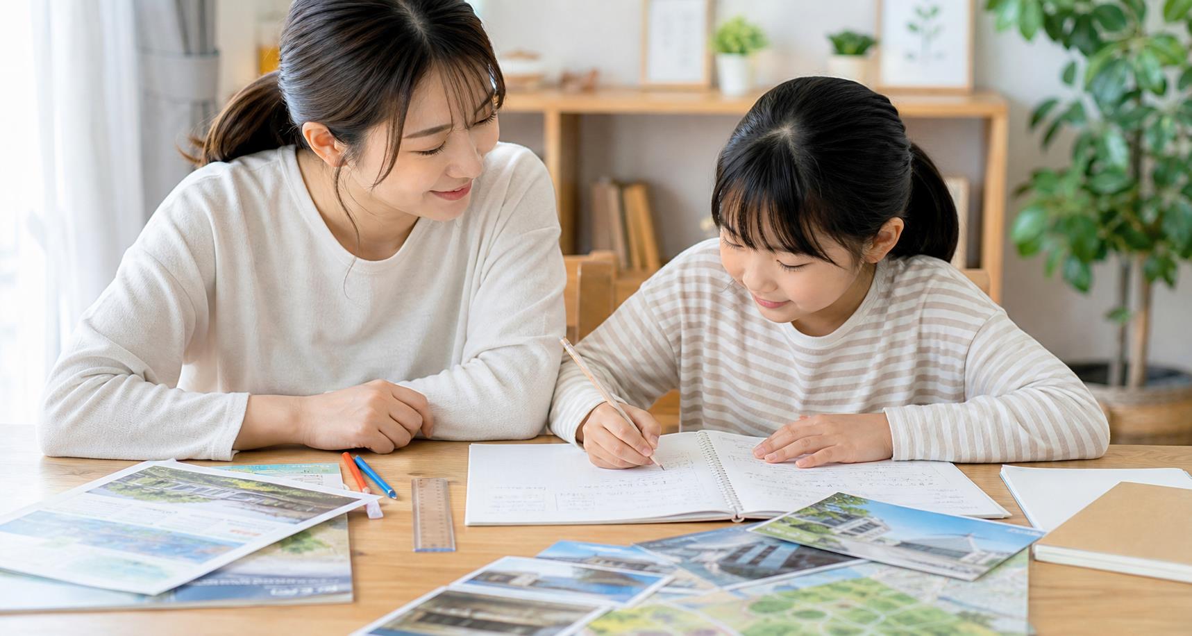 おでかけで見つけたことを自由研究にまとめるイメージ