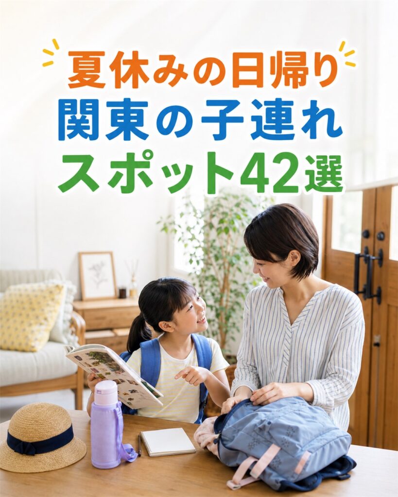 夏休みの日帰りにおすすめの関東の子連れスポット42選を紹介する記事のタイトル画像